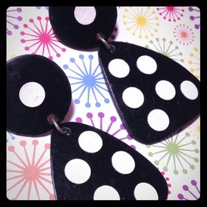 Vintage 1980's polka dots statement earrings.